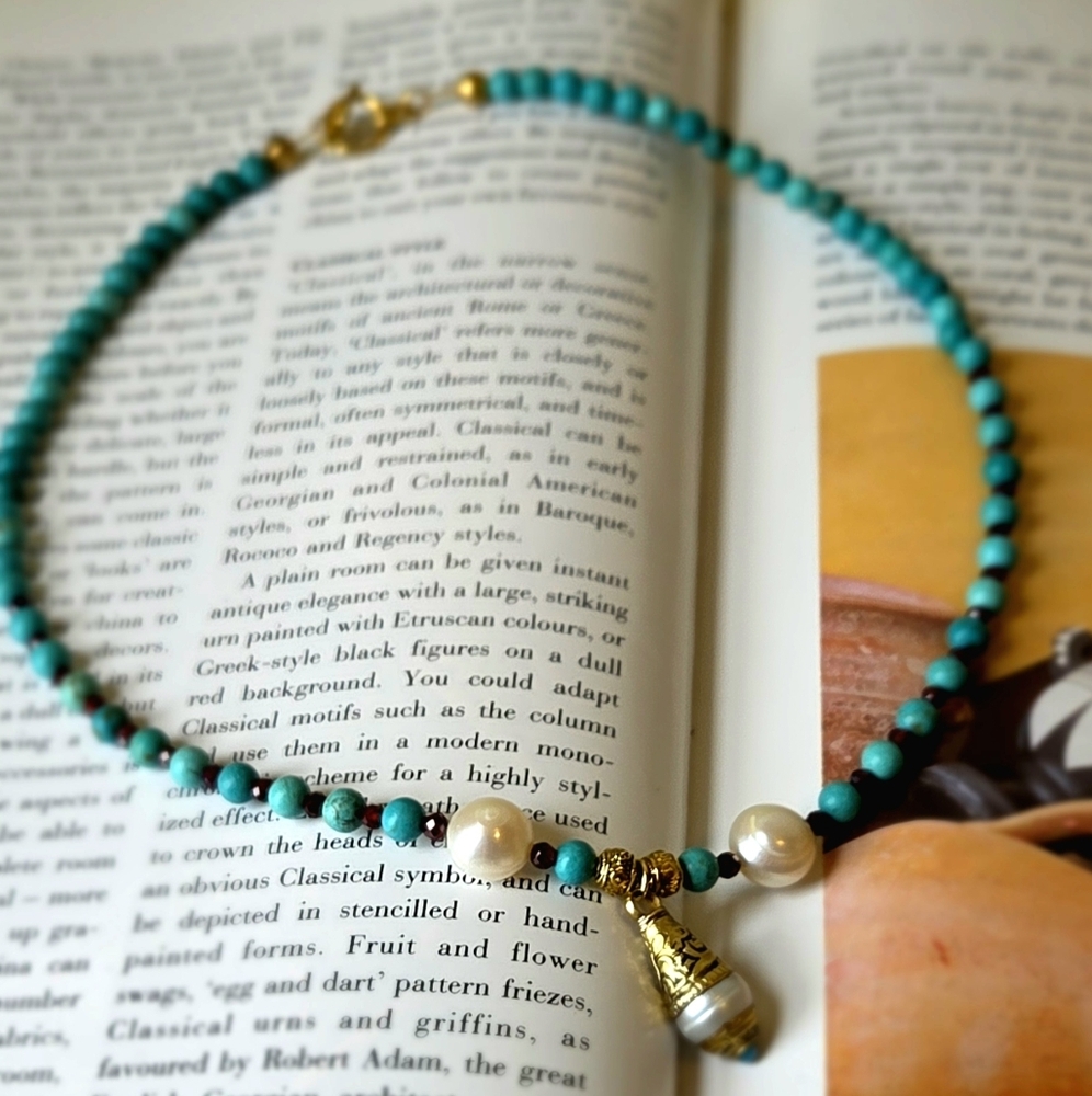 Handmade Turquoise Stlye Blue Bead  Necklace-Boho Style For Woman
